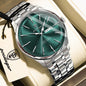 Poedagar 843 Men Quartz Watch Day and Date Dual Calendar Stainless Steel Band Simple Business Wrist Watch for Male Gift