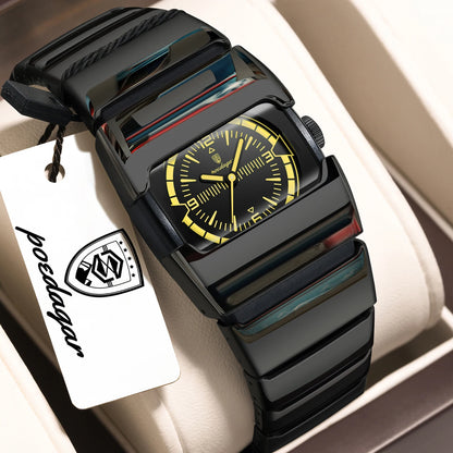 Poedagar 846 Luxury Men Square Quartz Watch Stainless Steel Strap Hardlex Glass 3ATM Waterproof Luminous Wrist Watch