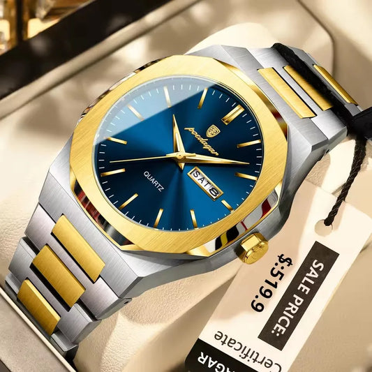 POEDAGAR 825 Men Luxury Stainless Steel Quartz Watches