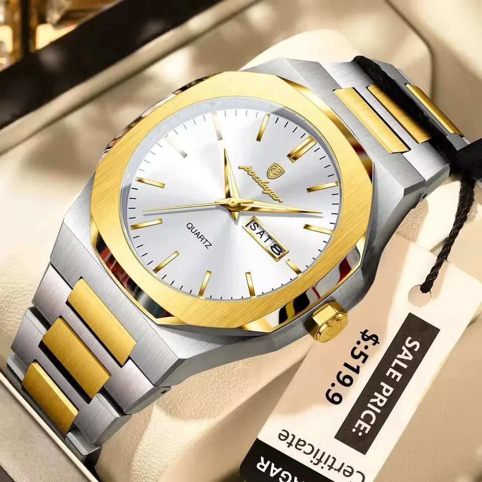 POEDAGAR 825 Men Luxury Stainless Steel Quartz Watches